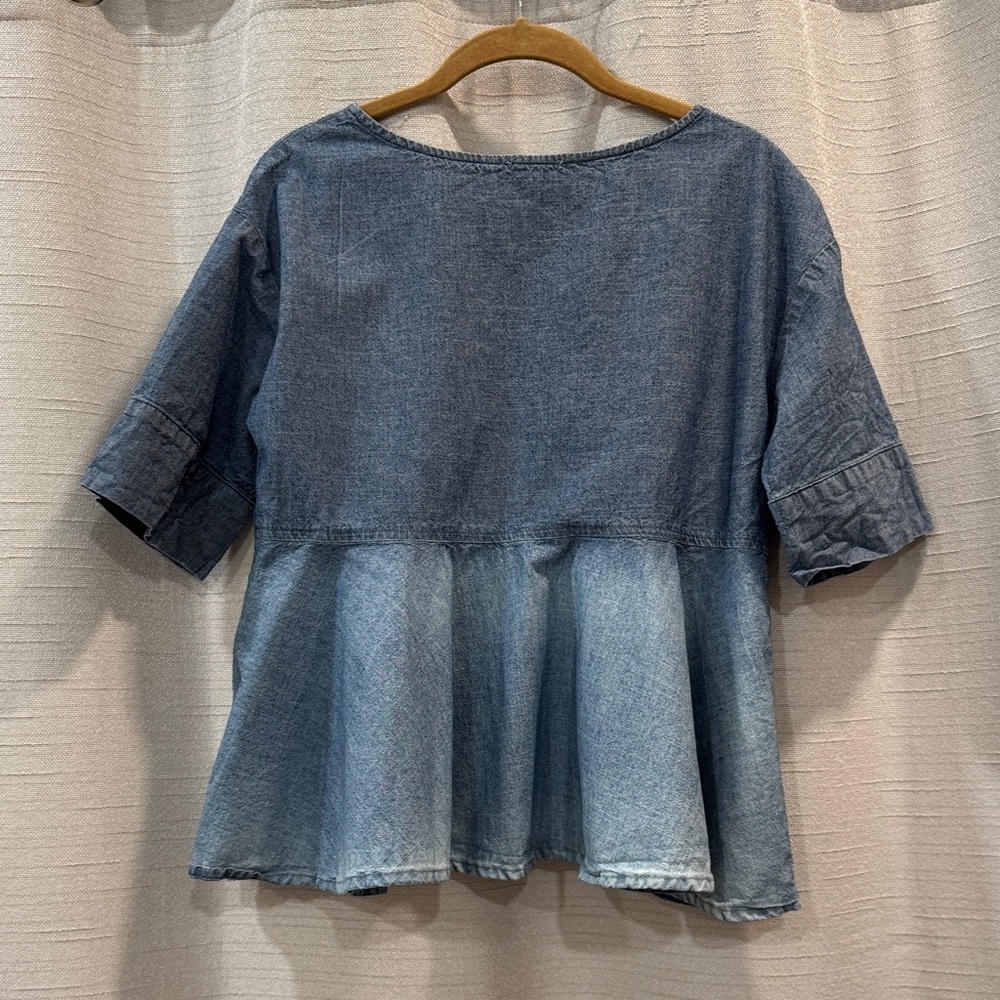 AG Adriano Goldschmied 100% Cotton Ombre Blue Denim Blouse Size Small - Picture 5 of 10